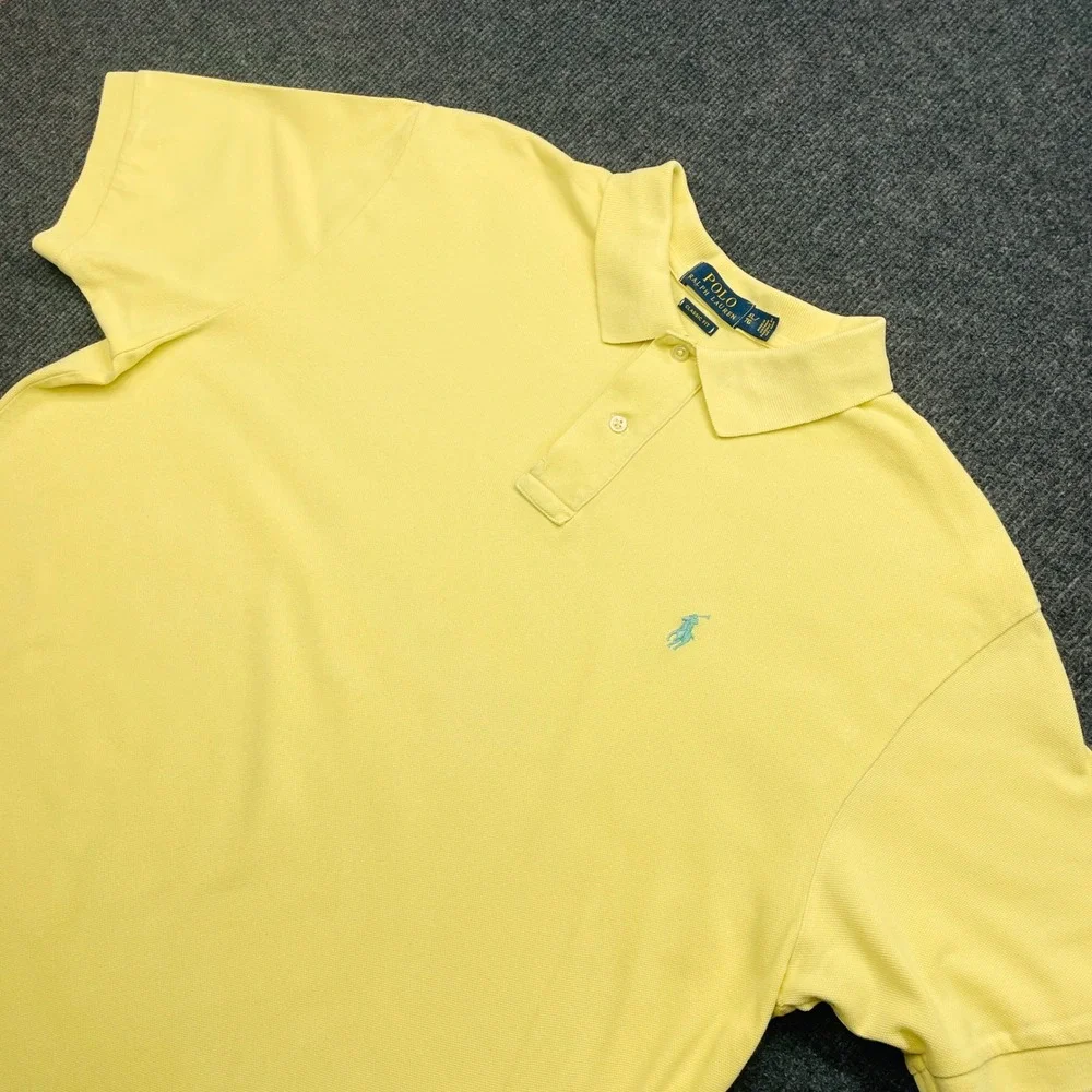Polo Ralph Lauren Mens XL Yellow Classic Fit Cotton Pique Polo Shirt Preppy